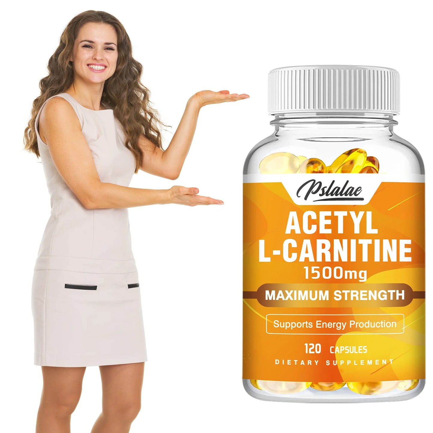 Acetyl L-Carnitine Capsules - Supports Memory Focus, Increase Body Performance, Metabolic Energy - 120 Capsules
