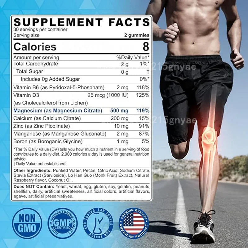 Adult and Children's Magnesium Citrate Supplements, Support Sleep, Bone and Muscle Health, 60 Cherry Gummies