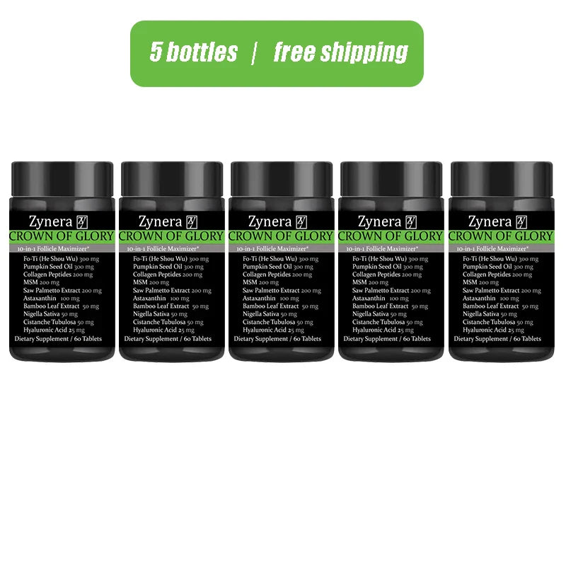 10 in 1 Hair Growth Supplement DHT Blocker with FoTi Collagen Saw Palmetto Biotin Supports Thinning Hair Scalp Nails Anti Aging