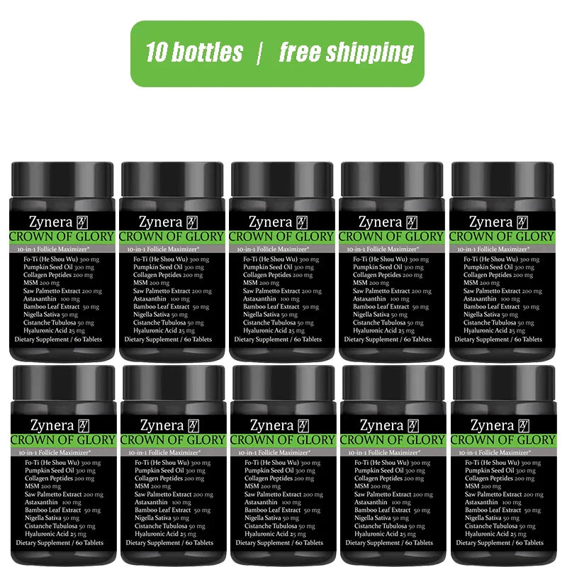 10 in 1 Hair Growth Supplement DHT Blocker with FoTi Collagen Saw Palmetto Biotin Supports Thinning Hair Scalp Nails Anti Aging