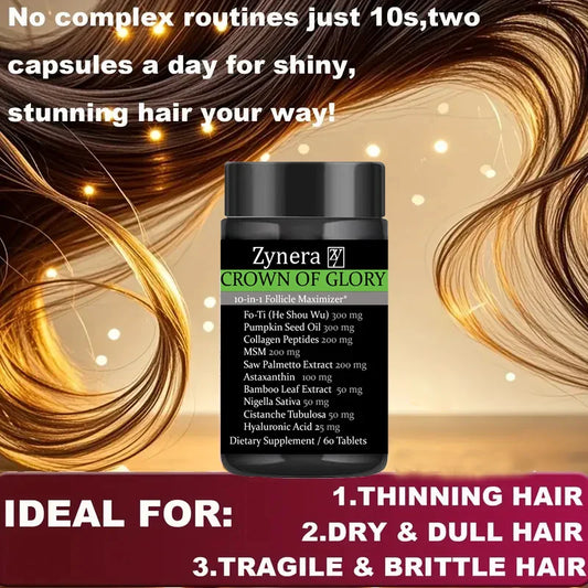 10 in 1 Hair Growth Supplement DHT Blocker with FoTi Collagen Saw Palmetto Biotin Supports Thinning Hair Scalp Nails Anti Aging